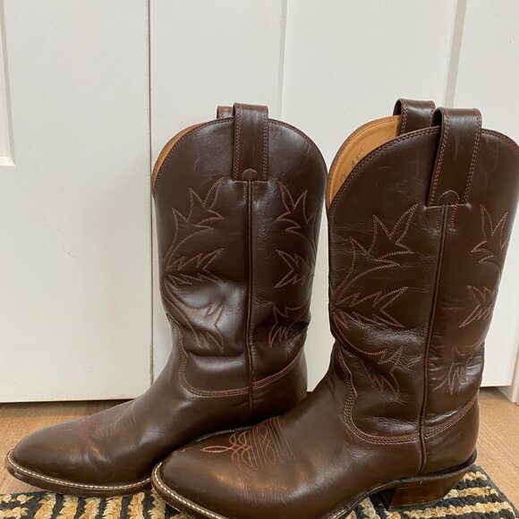Chocolate Brown Alberta Boot Company Cowboy Boots (Men's Size 9) - Picture 2 of 5